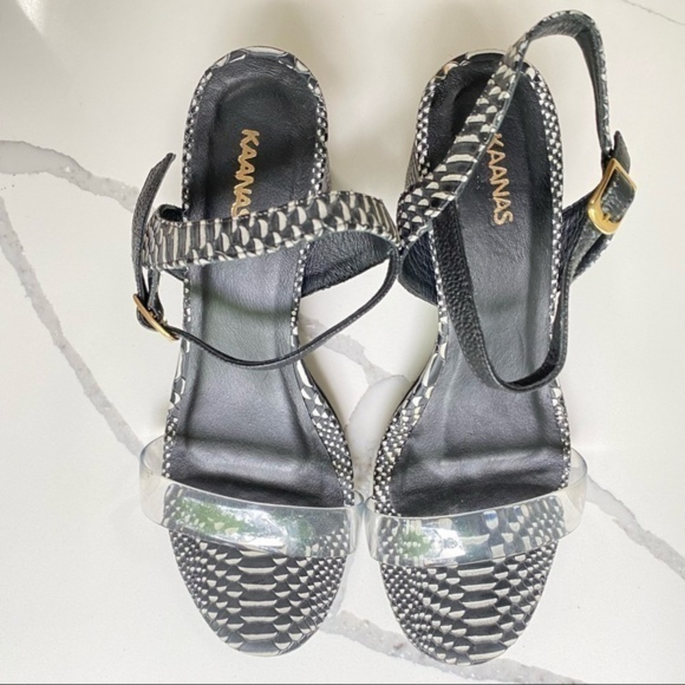 Kaanas Naples Snake Heels Bunin Strap Black/White - Picture 3 of 8